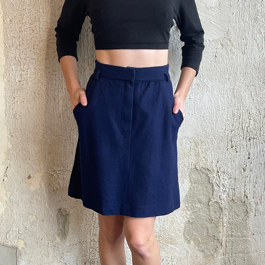 Bobbie Brooks VTG Wool Blend Navy Skirt XS