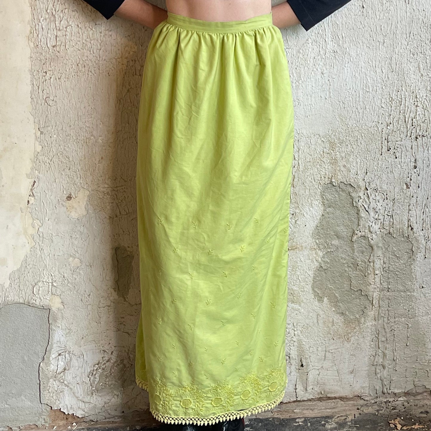 Lime Green Maxi Skirt XS