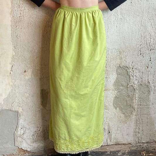 Lime Green Maxi Skirt XS