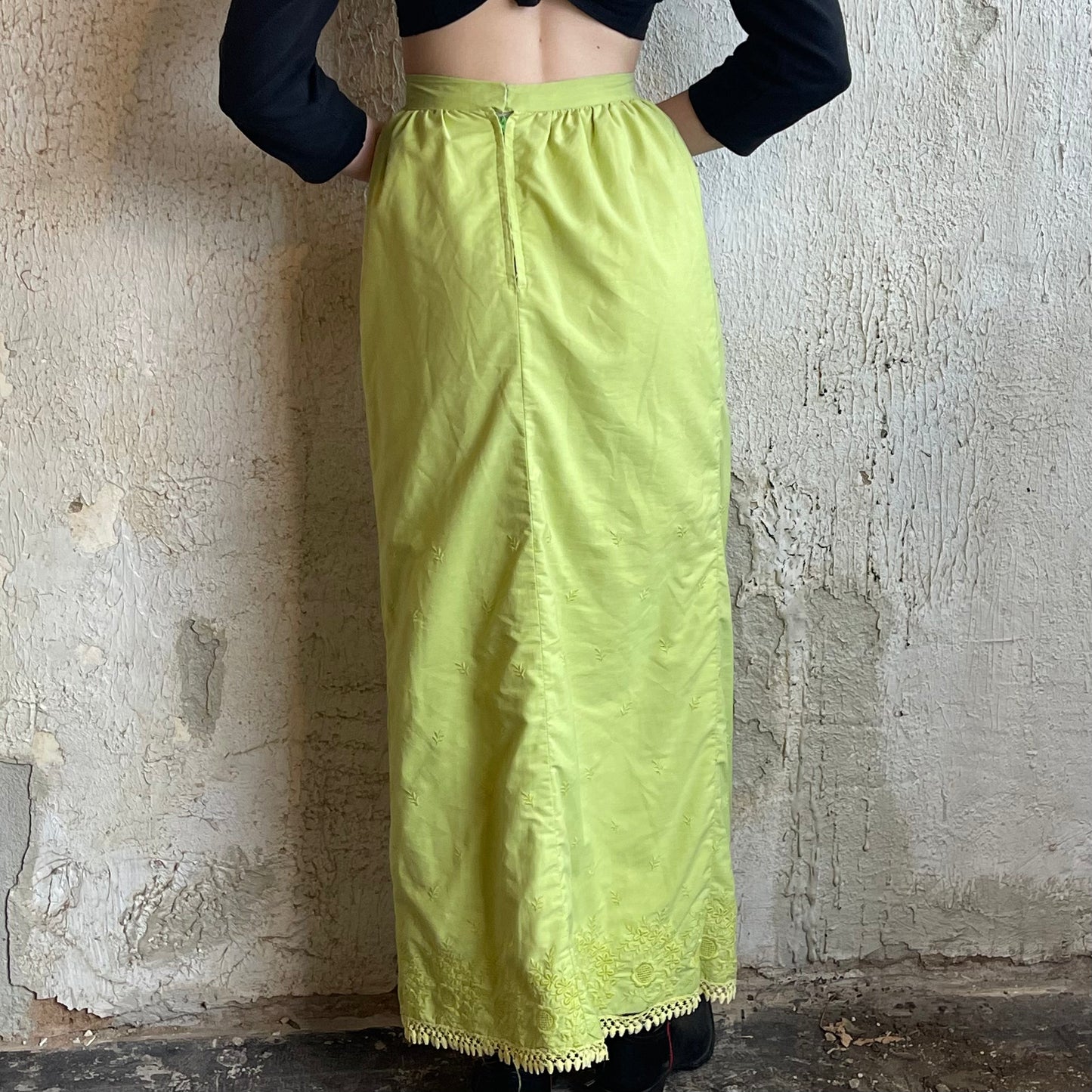 Lime Green Maxi Skirt XS