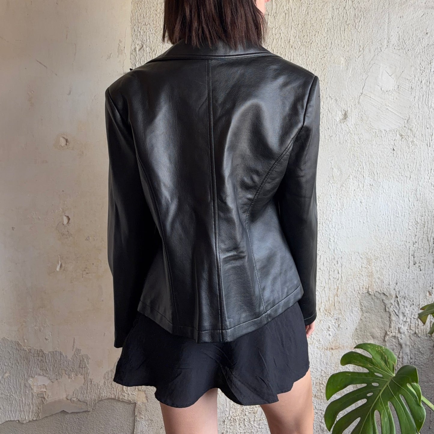Black Cropped Faux Leather Jacket S