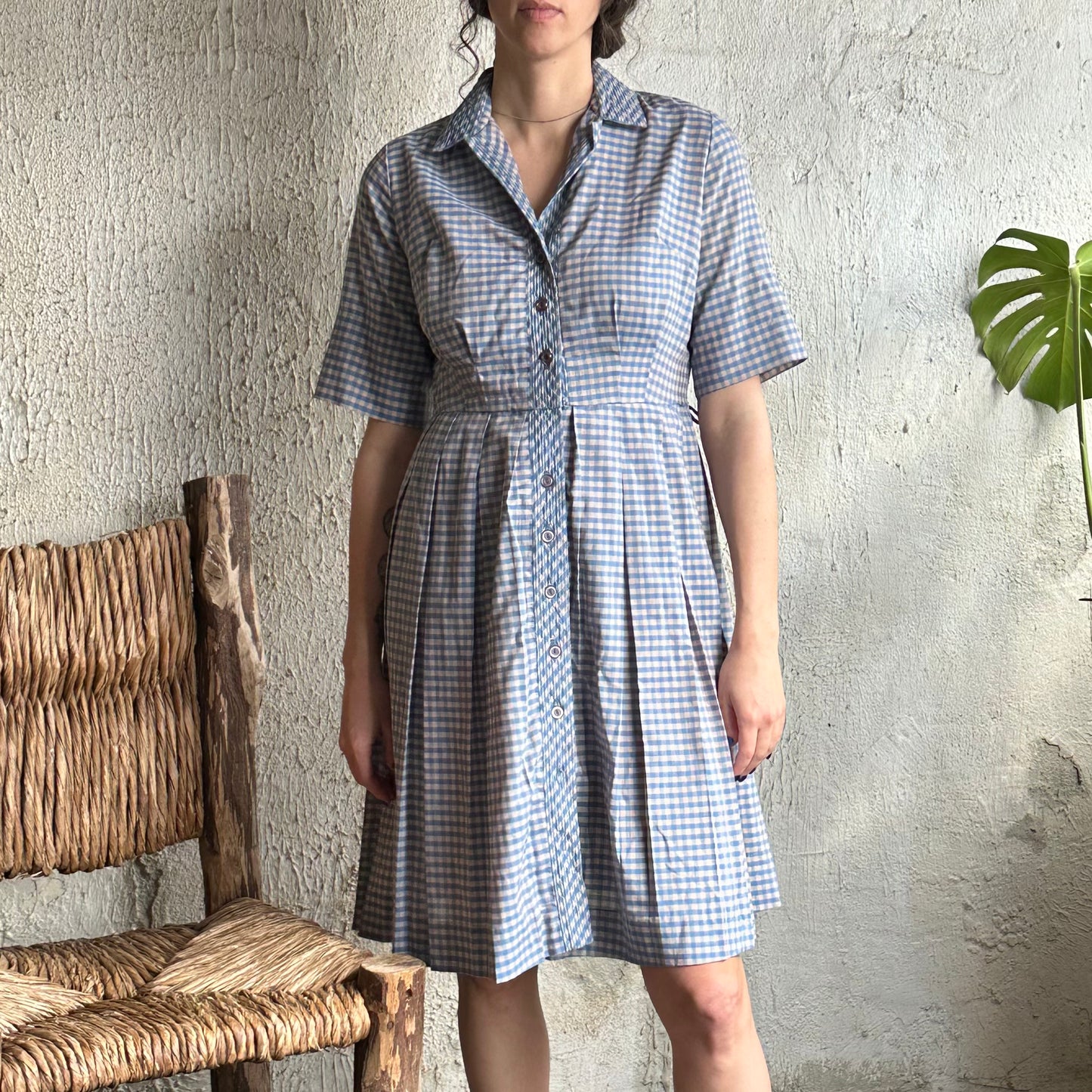 1950’s Cay Artley Blue Plaid Dress M