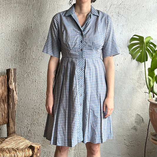 1950’s Cay Artley Blue Plaid Dress M