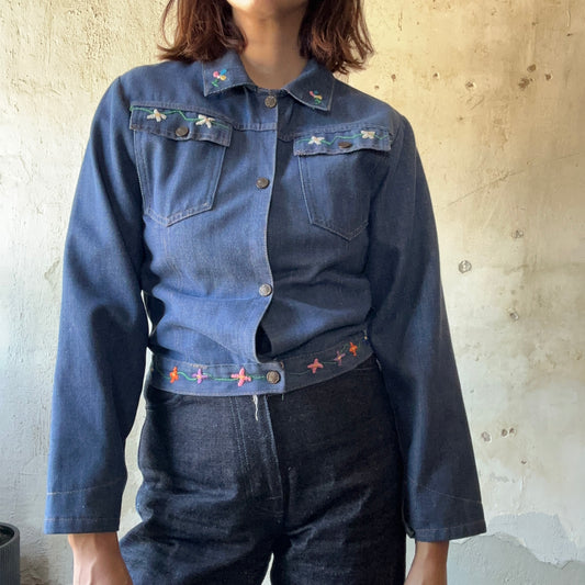 1970s Mushroom & Sunshine Denim Jacket S