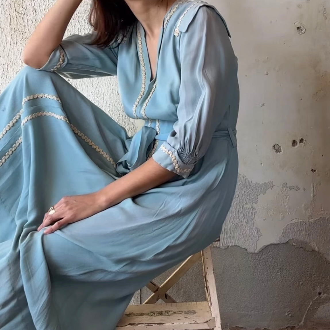 1940’s Blue Long Sleeve Dress