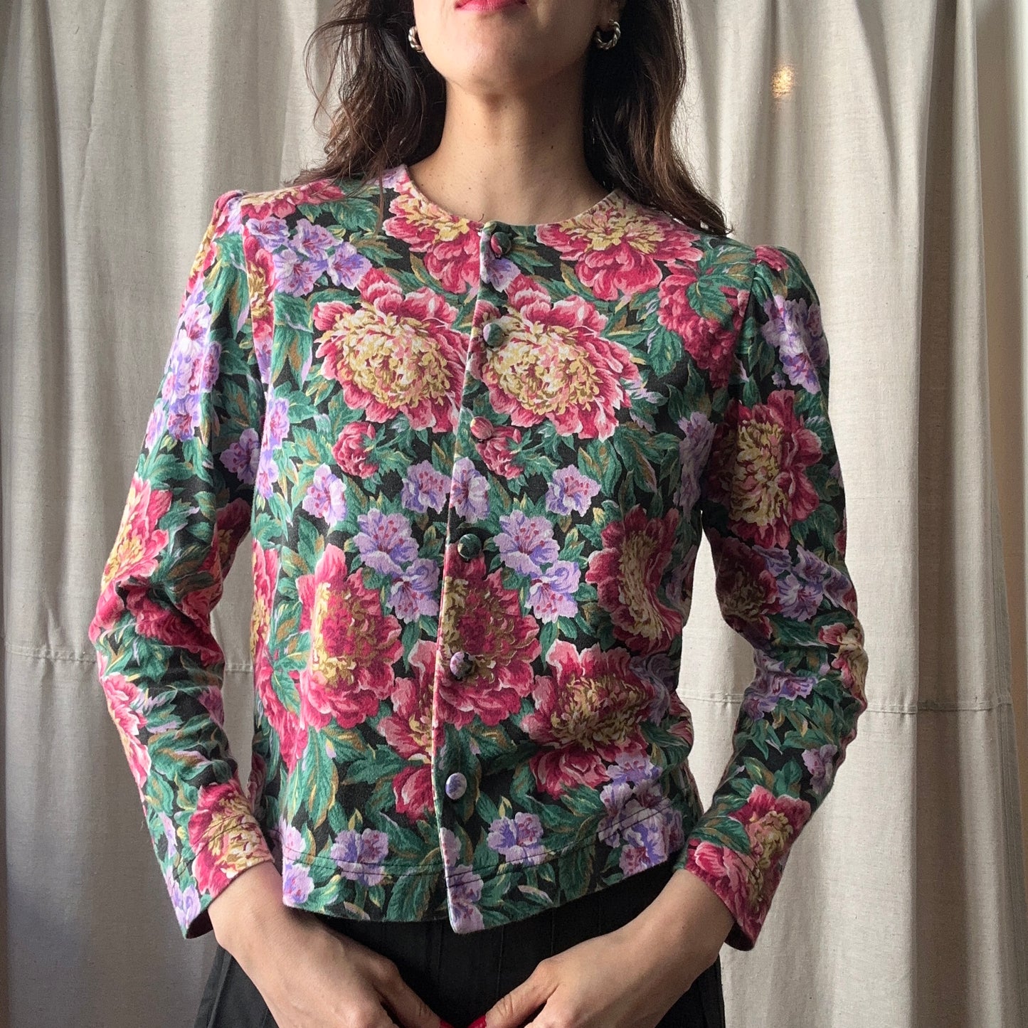 80’s Peony Dennis Goldsmith Blouse S