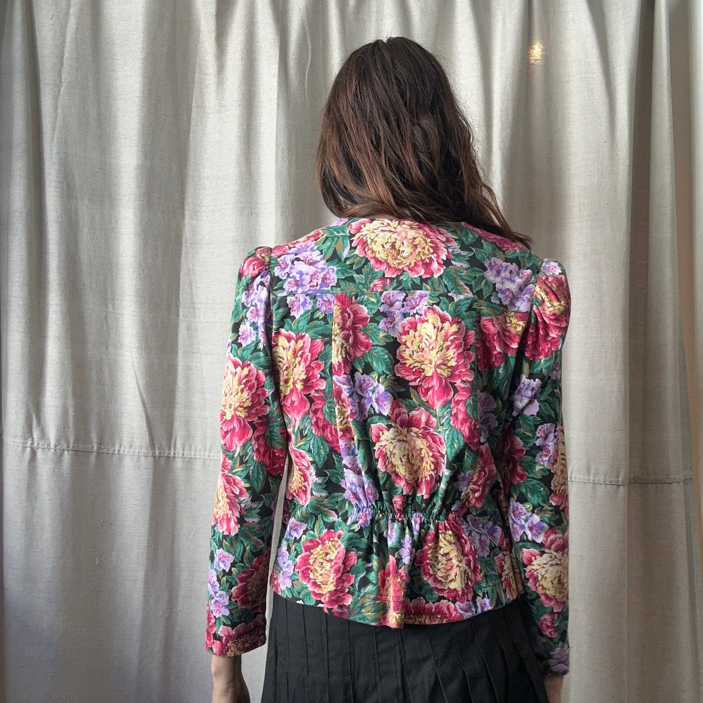 80’s Peony Dennis Goldsmith Blouse S
