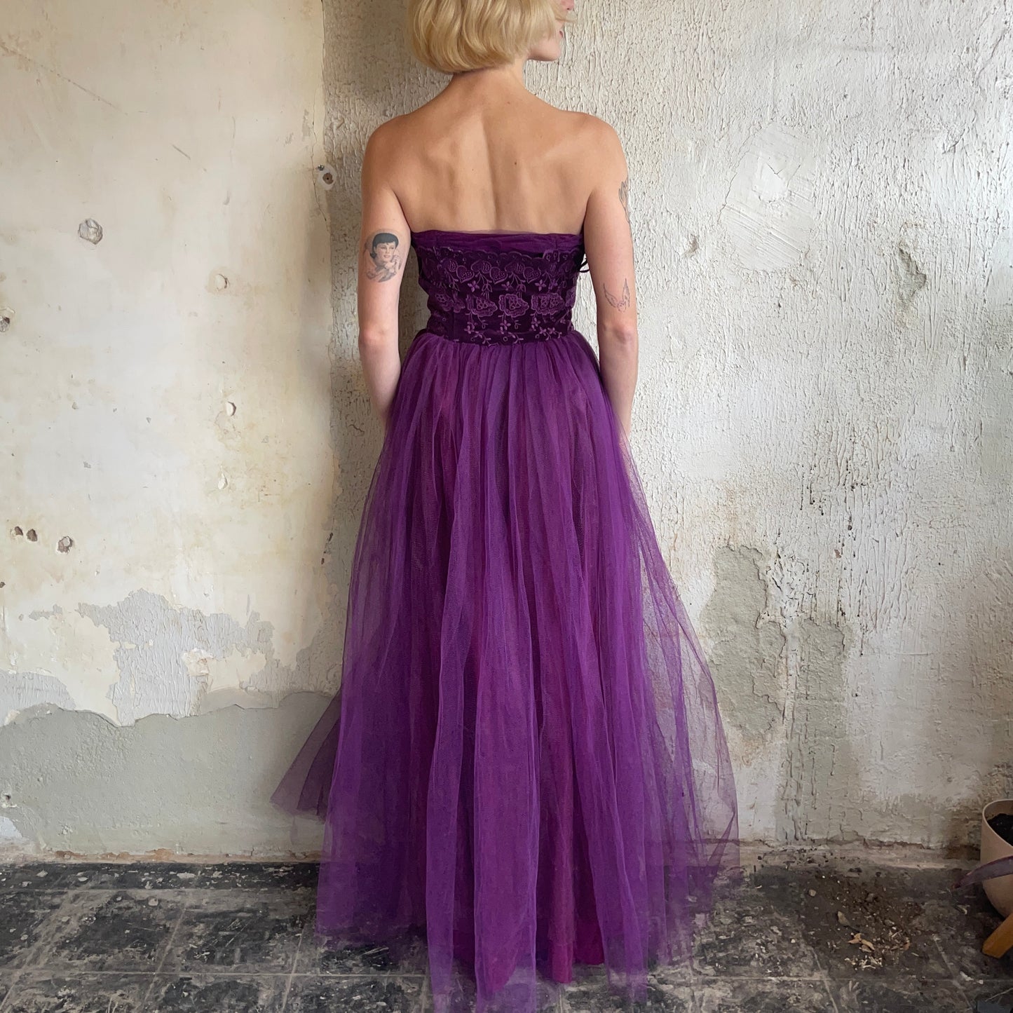 VTG Purple Layered Sleeveless Maxi Dress S