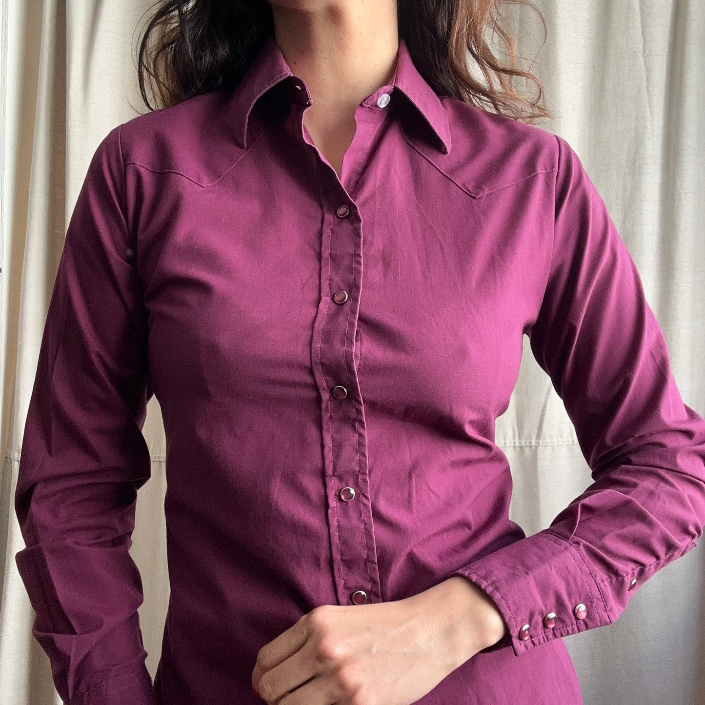 Panhandle Merlot Red Snap Button Shirt XS