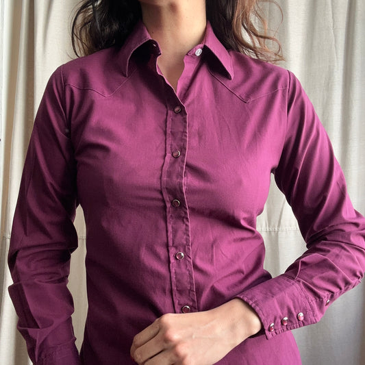 Panhandle Merlot Red Snap Button Shirt XS