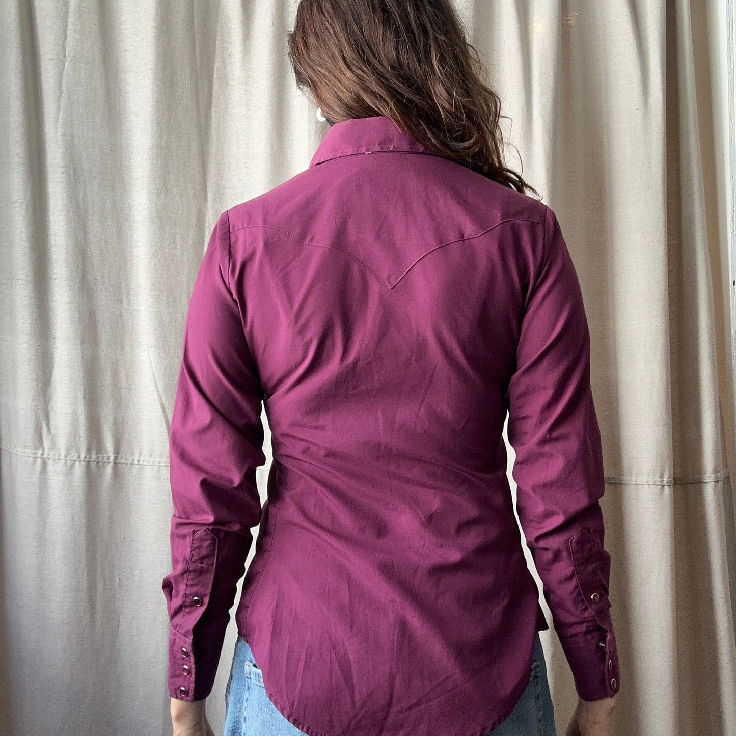 Panhandle Merlot Red Snap Button Shirt XS