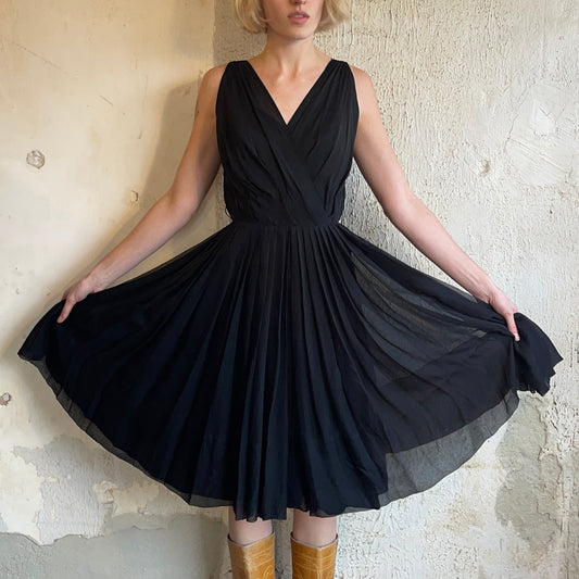60’s Miss Elliette Black Dress XS